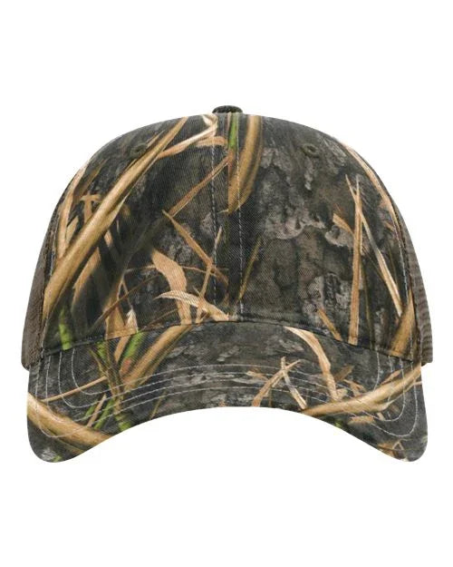 Garment Washed Printed Trucker Cap - 111P