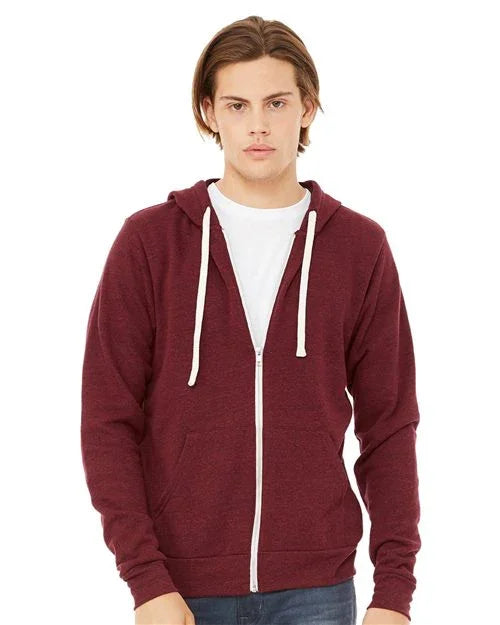 Unisex Triblend Sponge Fleece Full-Zip Hoodie Sweatshirt - 3909