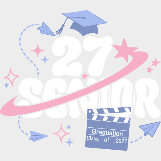 27 Senior Graduation Class Of 2027 - Senior DTF Transfers - Adult Unisex - S & M (10’’) / Light Color Design (See