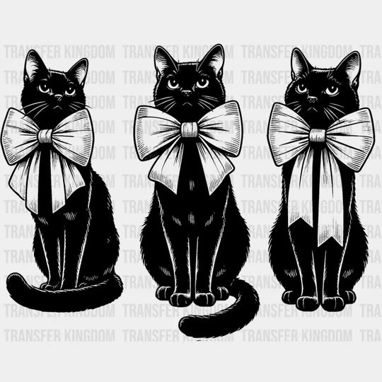 3 Cats With Bowtie - Cats DTF Transfer Adult Unisex - S & M (10’’) / Dark Color Design (See Imaging)