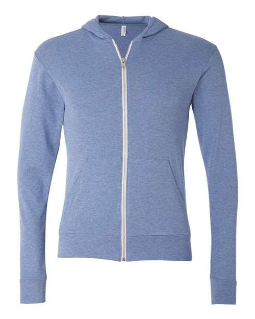 Unisex Triblend Lightweight Full-Zip Hooded Long Sleeve Tee - 3939