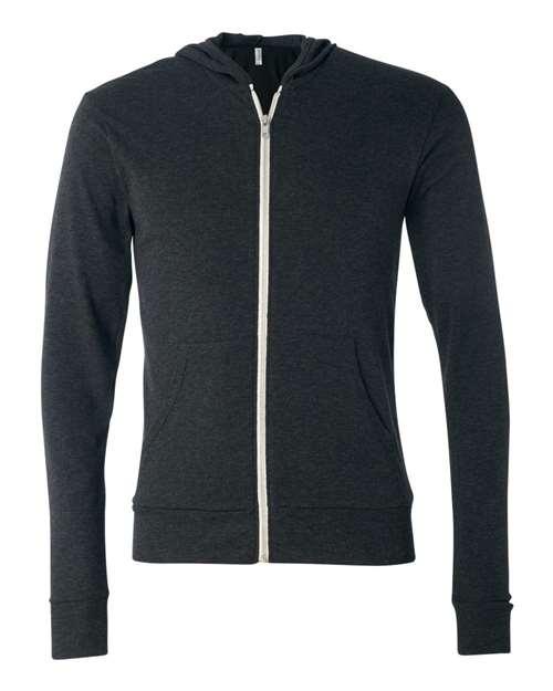Unisex Triblend Lightweight Full-Zip Hooded Long Sleeve Tee - 3939