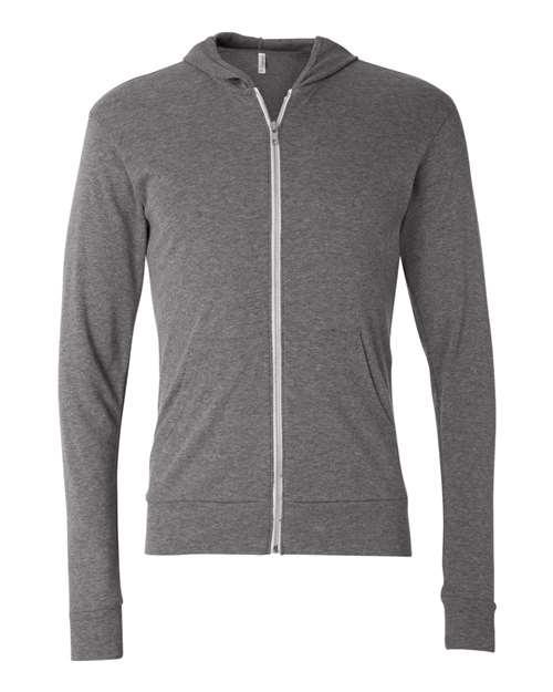 Unisex Triblend Lightweight Full-Zip Hooded Long Sleeve Tee - 3939