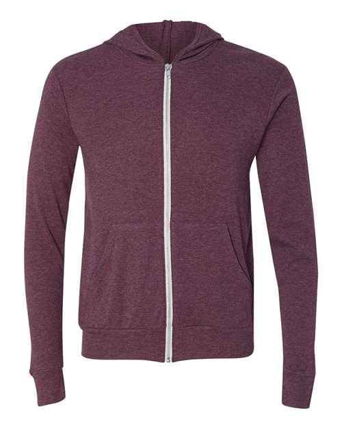 Unisex Triblend Lightweight Full-Zip Hooded Long Sleeve Tee - 3939