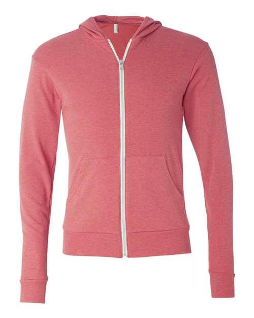 Unisex Triblend Lightweight Full-Zip Hooded Long Sleeve Tee - 3939