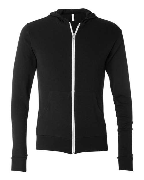 Unisex Triblend Lightweight Full-Zip Hooded Long Sleeve Tee - 3939