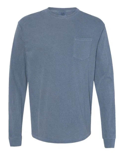 Garment-Dyed Heavyweight Long Sleeve Pocket T-Shirt - S - Transfer Kingdom