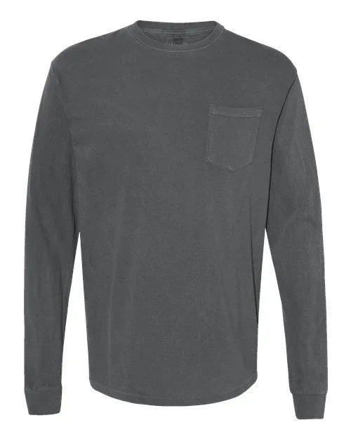 Garment-Dyed Heavyweight Long Sleeve Pocket T-Shirt - S - Transfer Kingdom
