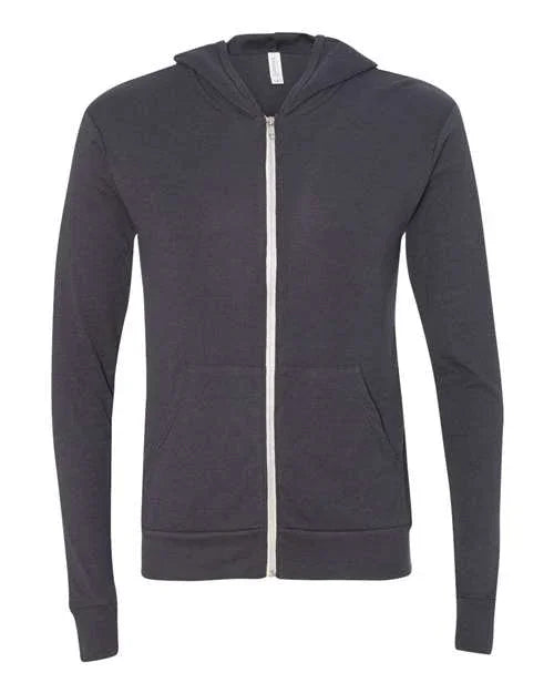 Unisex Triblend Lightweight Full-Zip Hooded Long Sleeve Tee - 3939