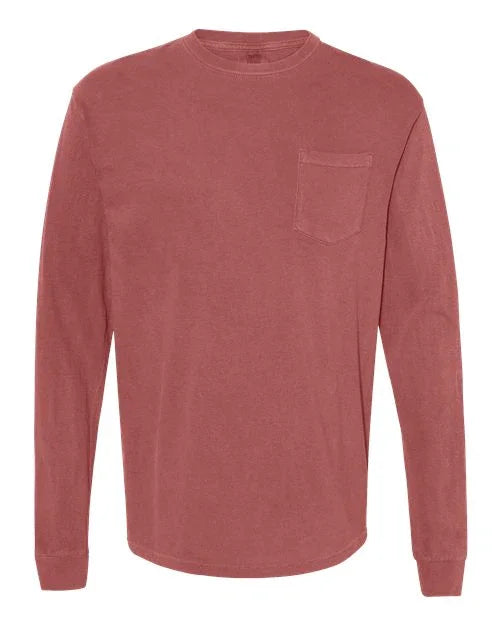 Garment-Dyed Heavyweight Long Sleeve Pocket T-Shirt - S - Transfer Kingdom