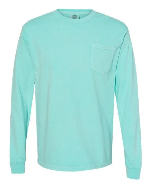 Garment-Dyed Heavyweight Long Sleeve Pocket T-Shirt - S - Transfer Kingdom