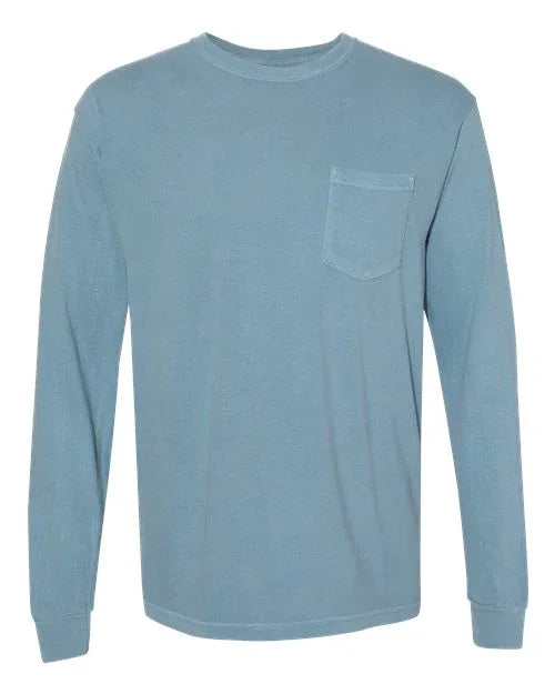 Garment-Dyed Heavyweight Long Sleeve Pocket T-Shirt - S - Transfer Kingdom