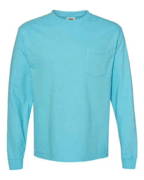 Garment-Dyed Heavyweight Long Sleeve Pocket T-Shirt - S - Transfer Kingdom