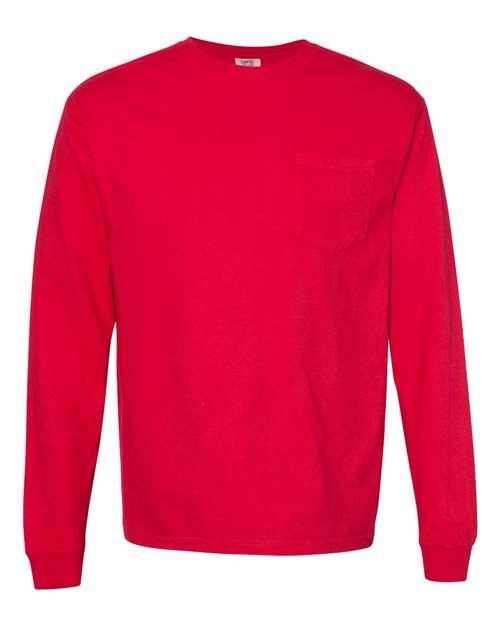 Garment-Dyed Heavyweight Long Sleeve Pocket T-Shirt - S - Transfer Kingdom