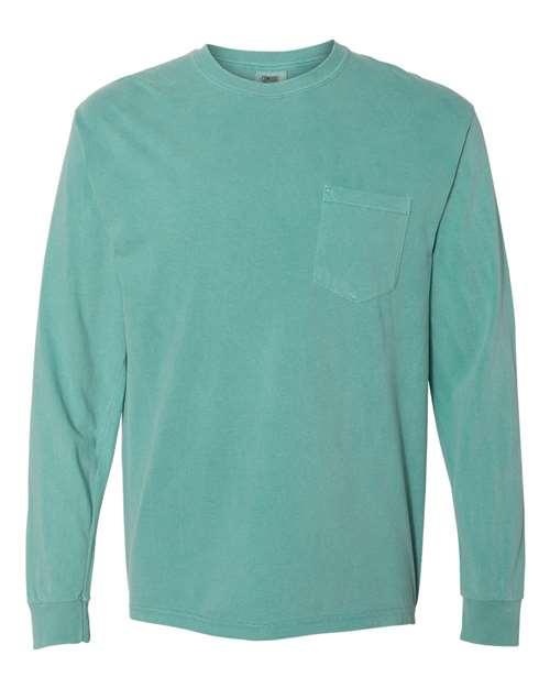 Garment-Dyed Heavyweight Long Sleeve Pocket T-Shirt - S - Transfer Kingdom