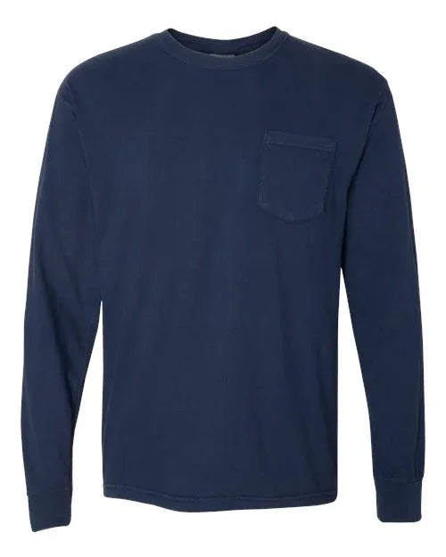 Garment-Dyed Heavyweight Long Sleeve Pocket T-Shirt - S - Transfer Kingdom