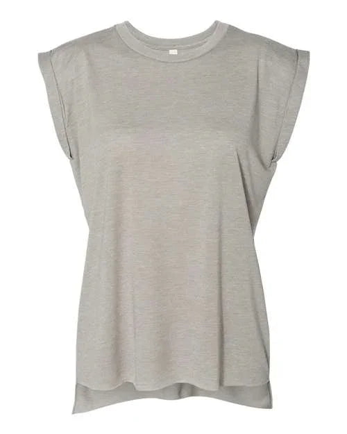 Women’s Flowy Rolled Cuffs Muscle Tee - 8804