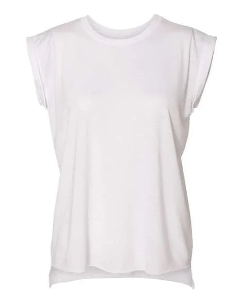 Women’s Flowy Rolled Cuffs Muscle Tee - 8804