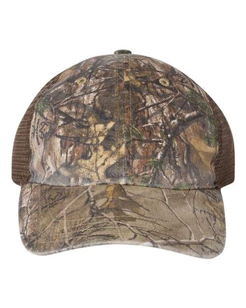 Garment Washed Printed Trucker Cap - 111P