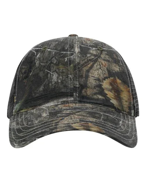 Garment Washed Printed Trucker Cap - 111P