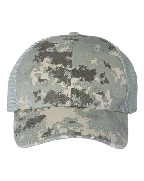 Garment Washed Printed Trucker Cap - 111P