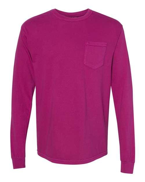 Garment-Dyed Heavyweight Long Sleeve Pocket T-Shirt - S - Transfer Kingdom