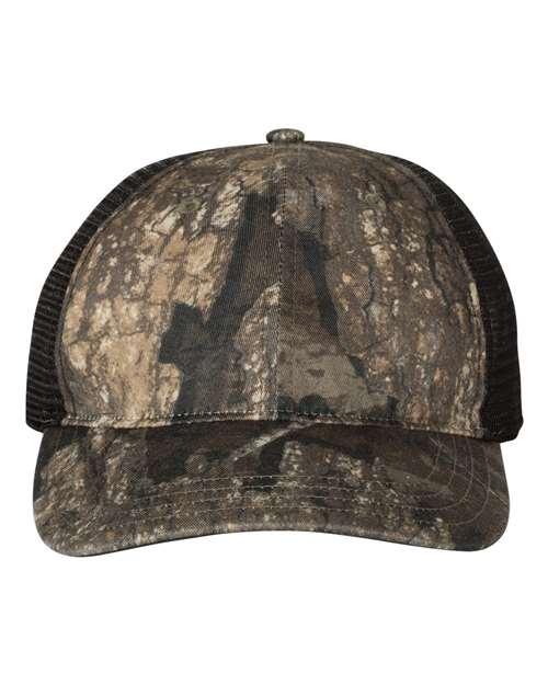 Garment Washed Printed Trucker Cap - 111P