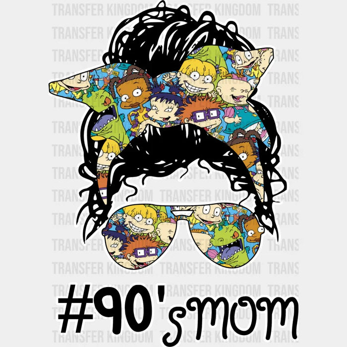 90's Mom RUGRATS Messy Bun Sunglasses Headband - Rugrats Font - Funny Mom - Family Humor - 90s Mom - Design - DTF heat transfer