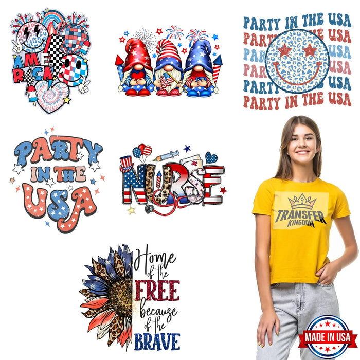 4th Of July - Premade Gang Sheet - 6 PCS 10 INCH (Version 1)