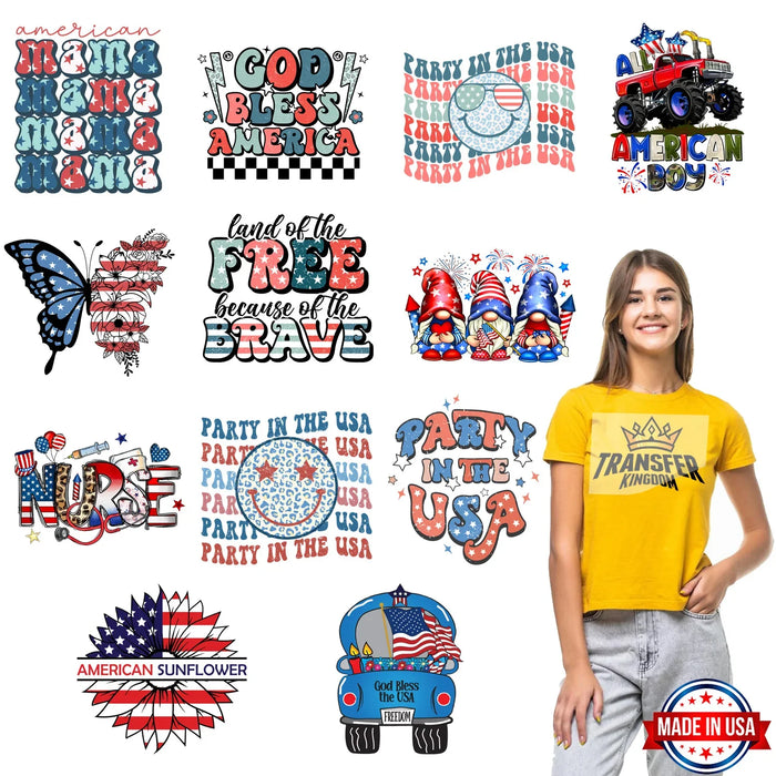 4th Of July - Premade Gang sheet - 12 PCS 10 INCH (Variation 1)