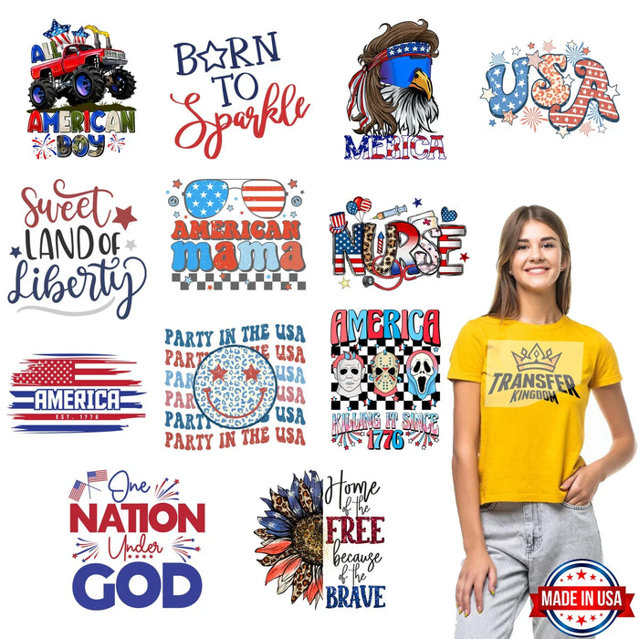 4th Of July - Premade Gang sheet - 12 PCS 10 INCH (Variation 2)