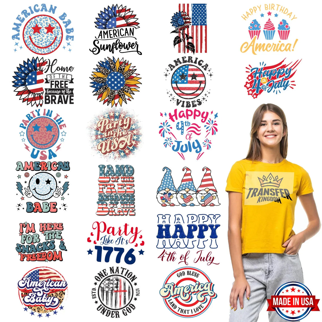 4th Of July - Premade Gang sheet - 20 PCS 10 INCH - Transfer Kingdom