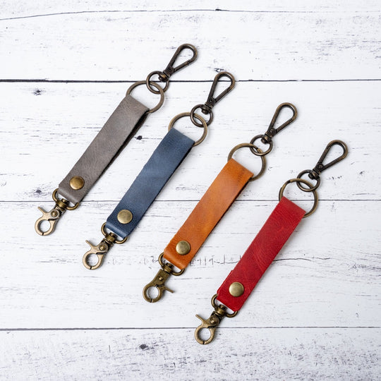 Custom Engraved Leather Keychain - Hook