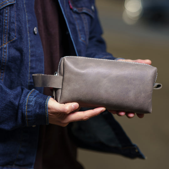 Custom Engraved Leather Dopp Kit for Men