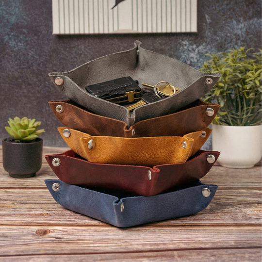 Custom Engraved Leather Hexagon Tray