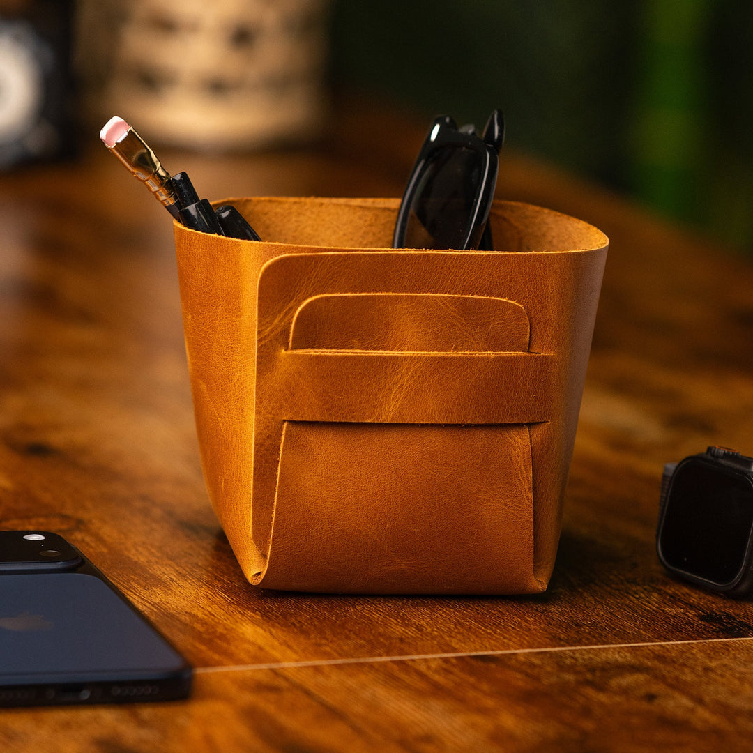 Custom Engraved Leather Desk Box