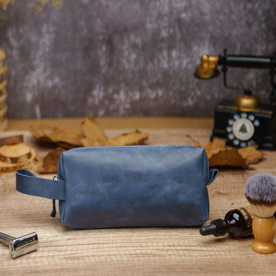 Custom Engraved Leather Dopp Kit for Men