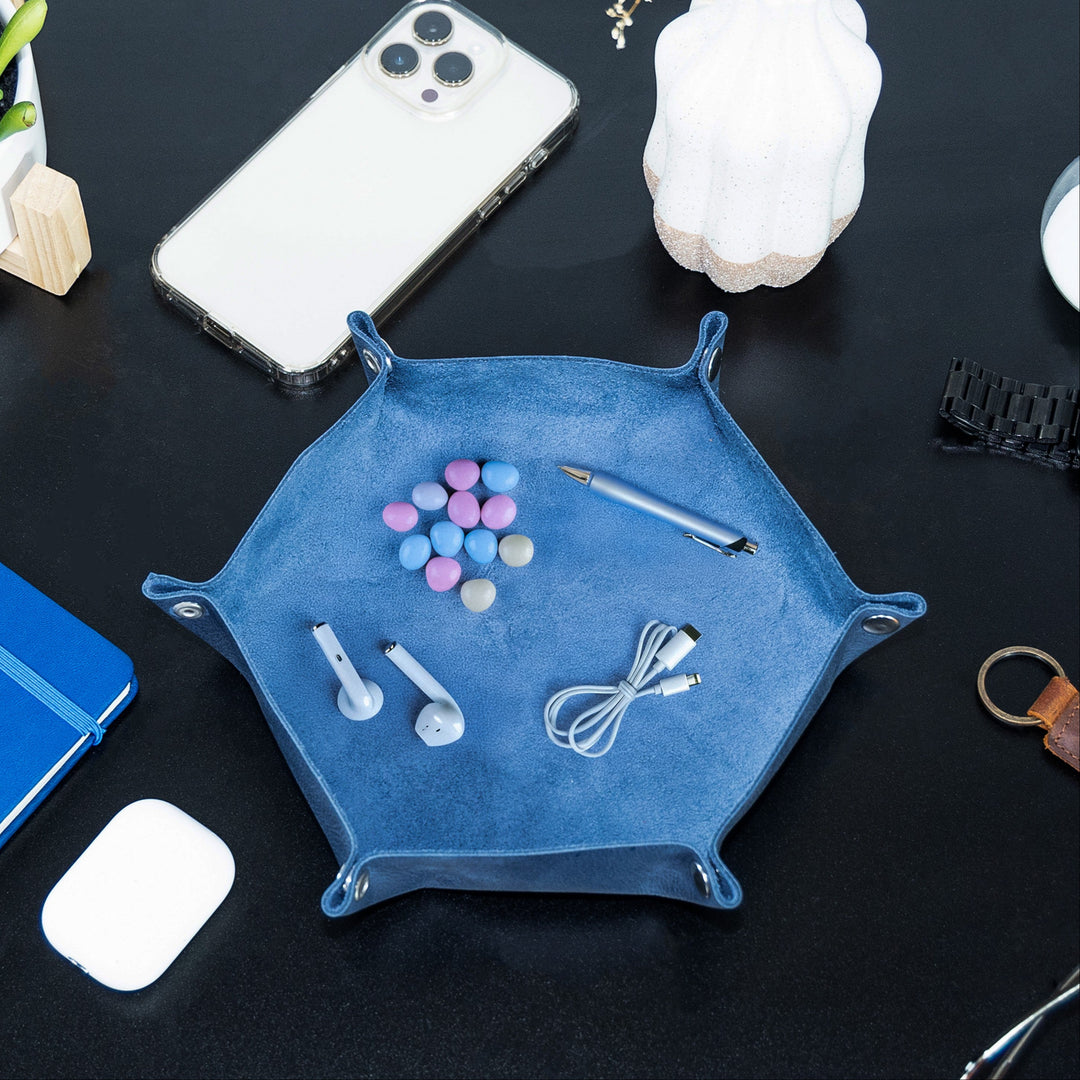 Custom Engraved Leather Hexagon Tray