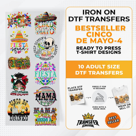 Best Seller Cinco De Mayo T-shirt Designs Premade DTF Gangsheet - DTF Bundle 4 - Transfer Kingdom