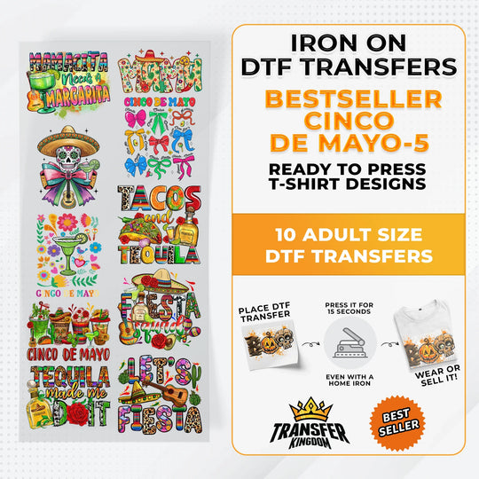 Best Seller Cinco De Mayo T-shirt Designs Premade DTF Gangsheet - DTF Bundle 5 - Transfer Kingdom