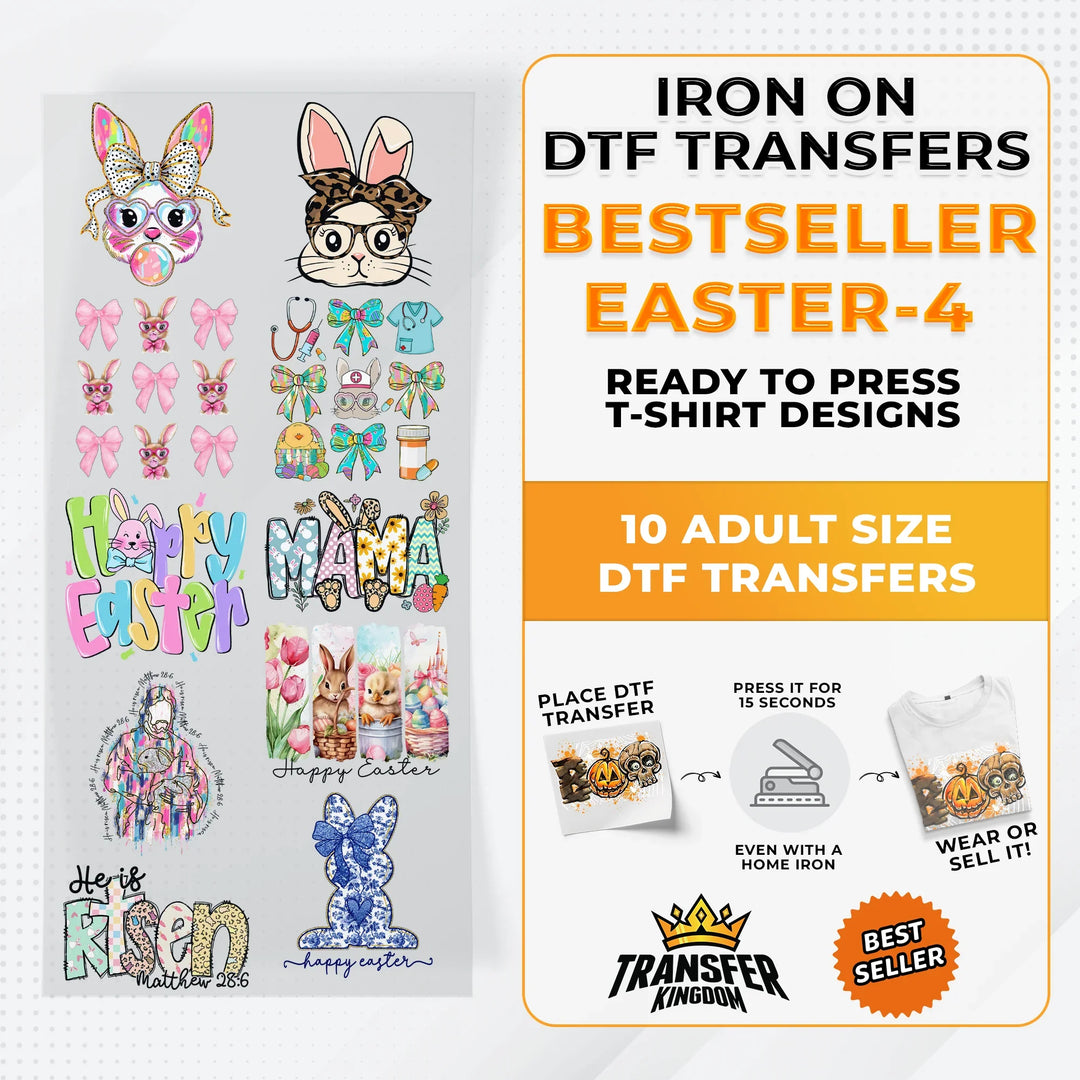 Best Seller Easter T-shirt Designs Premade DTF Gangsheet - DTF Bundle 4 - Transfer Kingdom