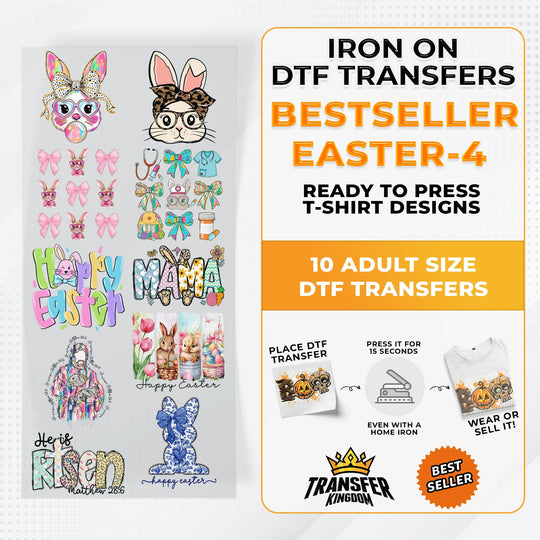 Best Seller Easter T-shirt Designs Premade DTF Gangsheet - DTF Bundle 4 - Transfer Kingdom