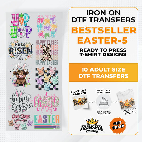 Best Seller Easter T-shirt Designs Premade DTF Gangsheet - DTF Bundle 5 - Transfer Kingdom