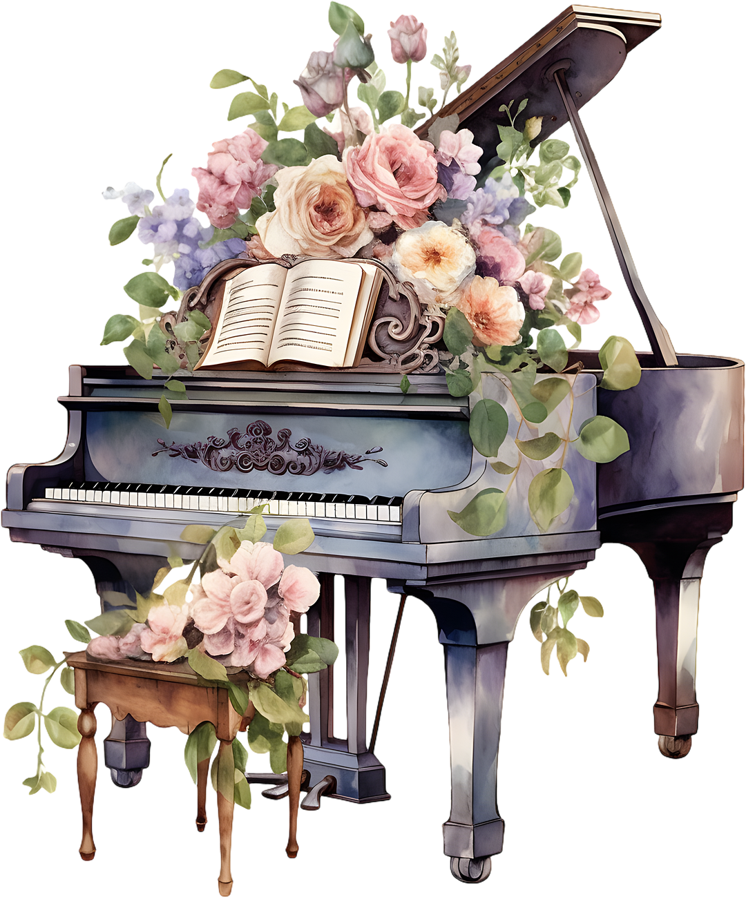 Piano & Flowers - Music DTF Transfers transfer-kingdom