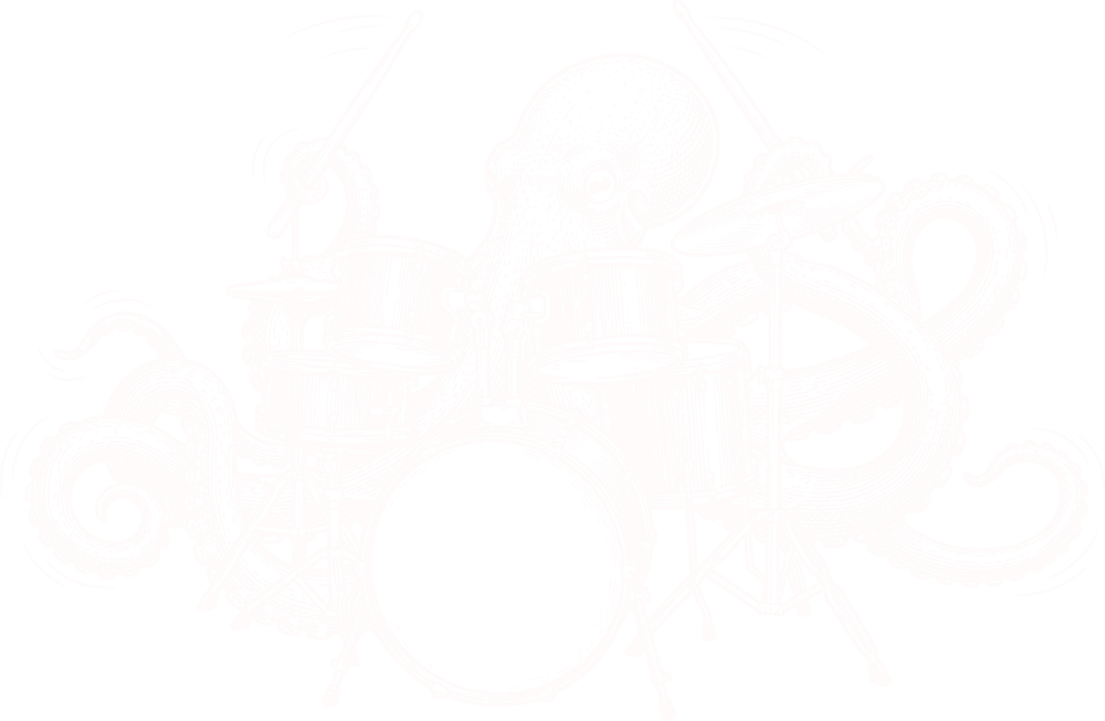 Octopus Drumming B&W - Music DTF Transfers transfer-kingdom Light Color Design (See Imaging)