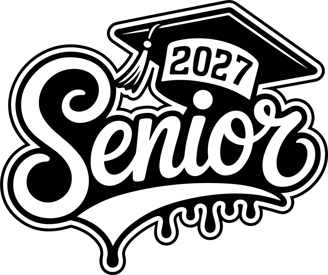 Senior 2027 Cursive B&W  - Senior DTF Transfers