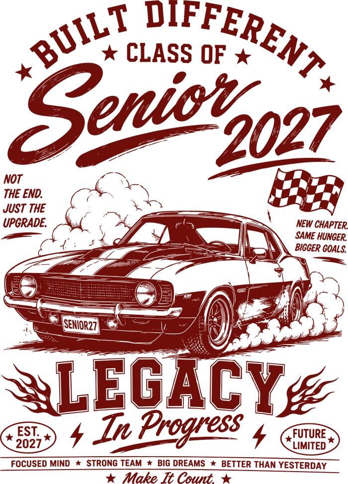 Senior 2027 Red Car - Senior DTF Transfers
