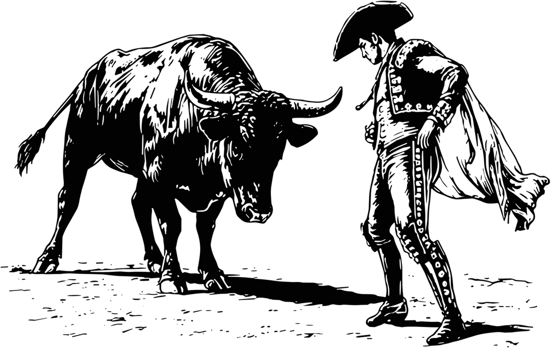 Bull And Matador B&W - Animals DTF Transfers