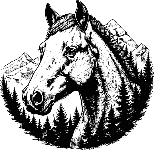 Horse B&W - Animals DTF Transfers