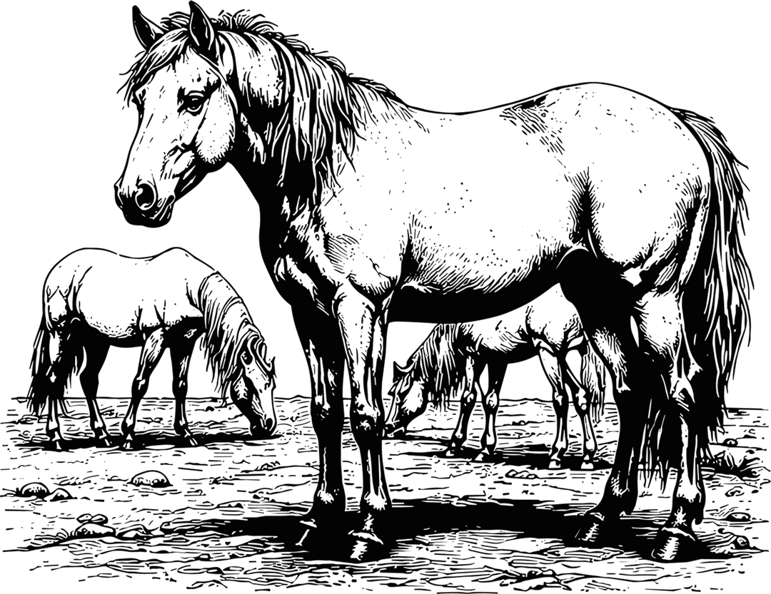 Horses Grazing - Animals DTF Transfers